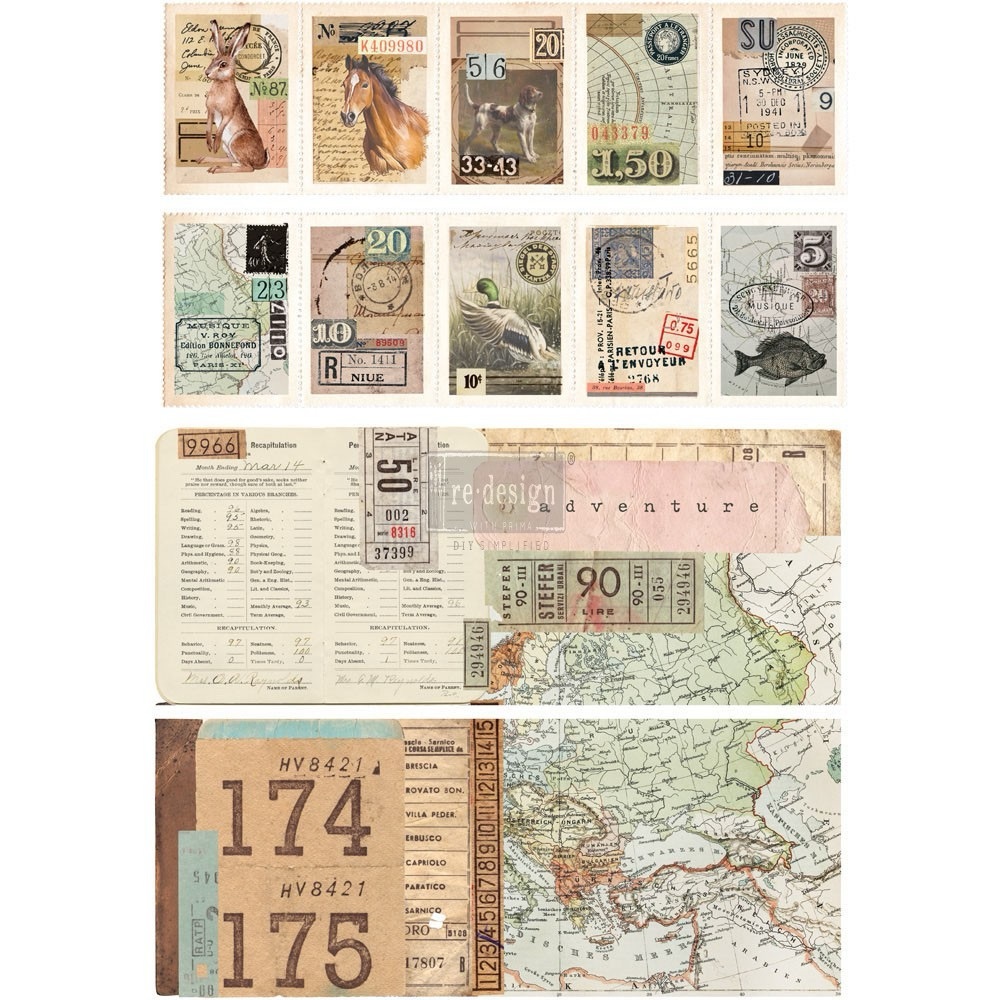 Redesign Decor Transfer EPHEMERA COLLECTION ~ RARE ~ (retired) 22” x 30”